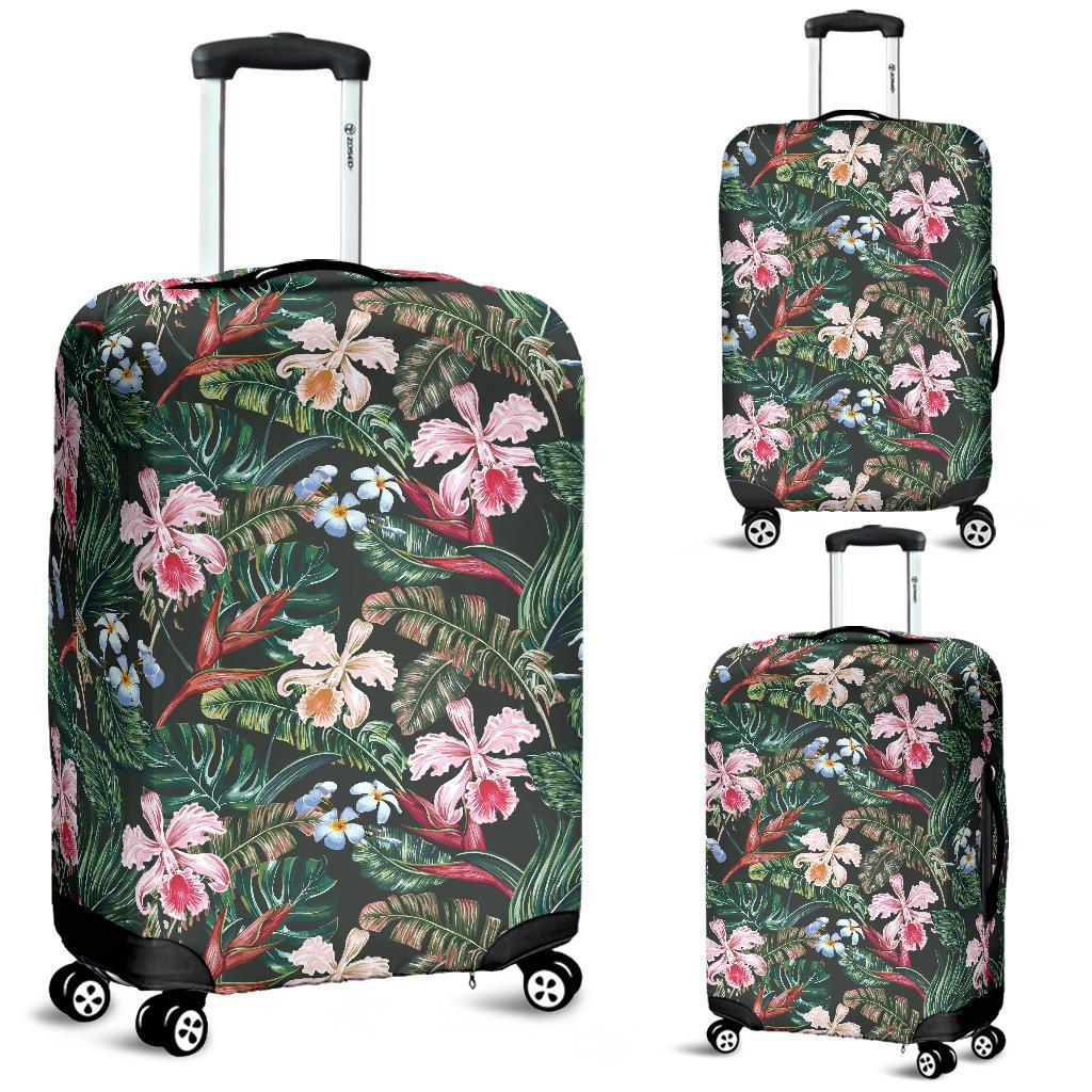 Tropical Monstera Leaf Red Luggage Cover White - Polynesian Pride
