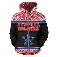 Austral Islands All Over Zip up Hoodie Polynesian Hoodie Style - Polynesian Pride