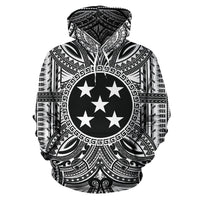 Gambier Islands ll Over Hoodie Gambier Islands Coat of rms Polynesian White Black Unisex Black - Polynesian Pride