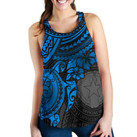 Northern Mariana Islands Polynesian Women's Racerback Tank - Blue Turtle - Polynesian Pride