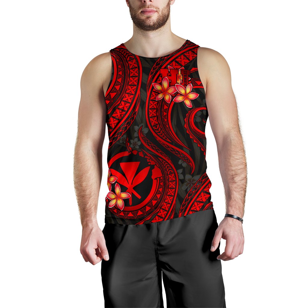 Polynesian Hawaii Men Tank Top - Red Plumeria - Polynesian Pride