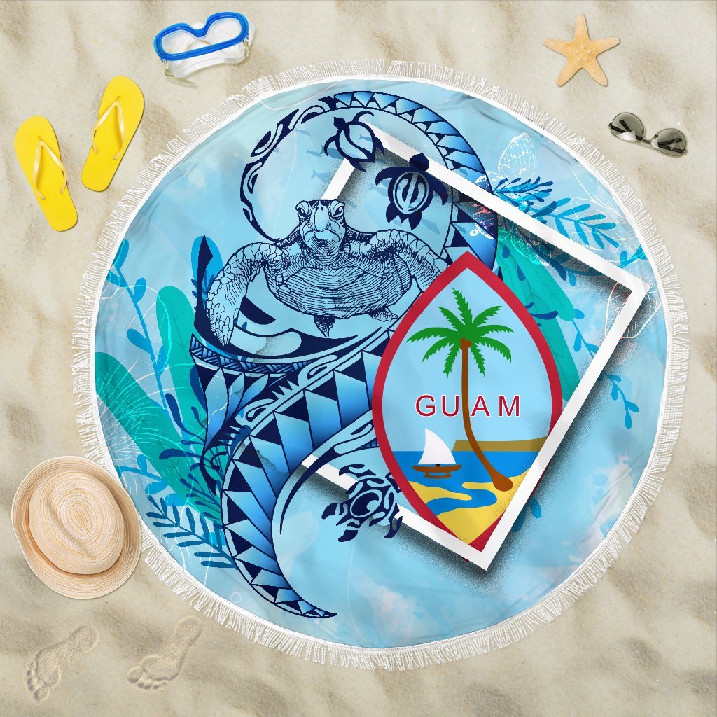 Guam Beach Blanket - Turtle Under The Sea Style Beach Blanket - Guam One Size Blue - Polynesian Pride