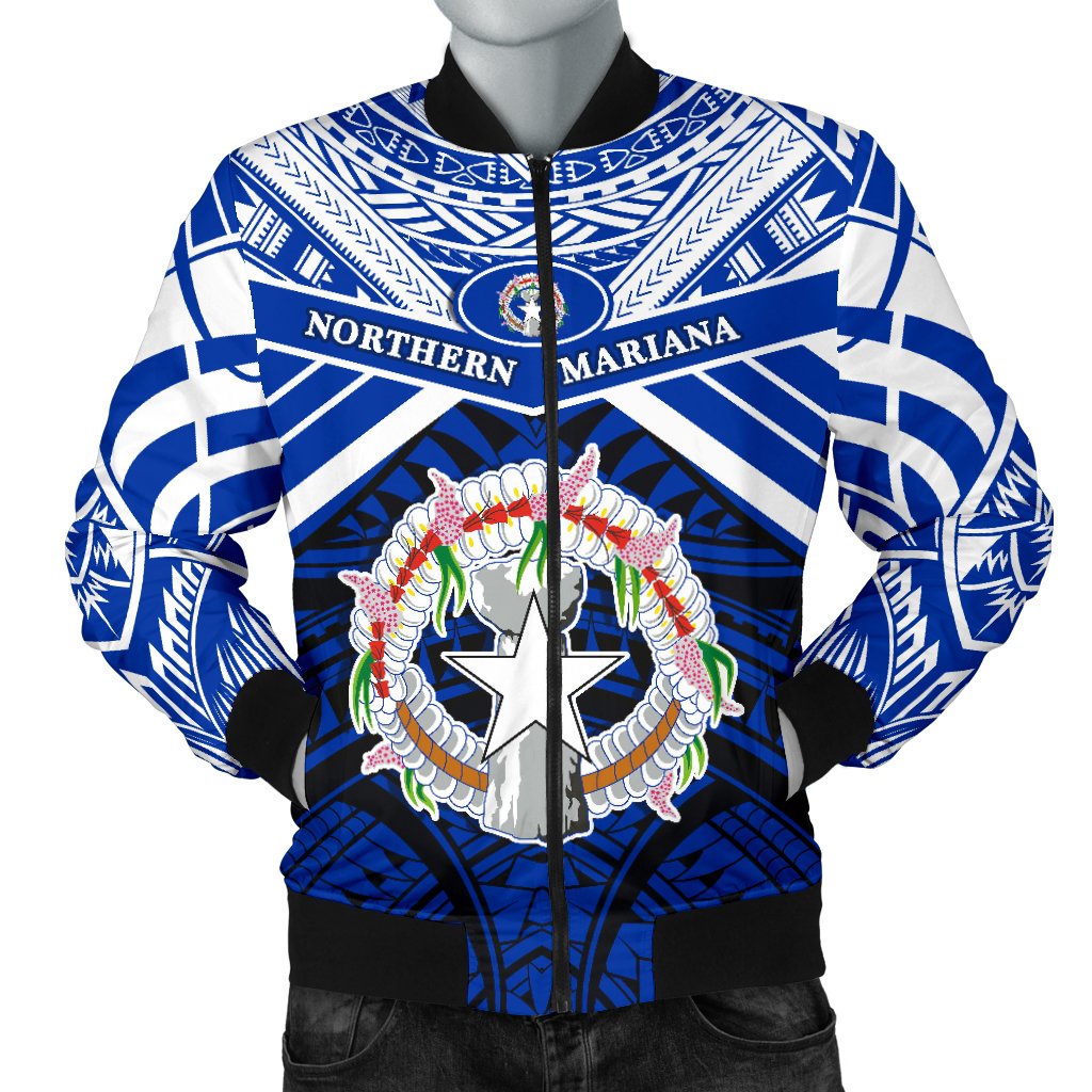 Northern Mariana Islands Rugby Men Bomber Jacket Spirit - CNMI Blue - Polynesian Pride