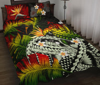 Kanaka Maoli (Hawaiian) Quilt Bed Set, Polynesian Pineapple Banana Leaves Turtle Tattoo Reggae - Polynesian Pride