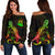 Vanuatu Polynesian Women's Off Shoulder Sweater - Turtle With Blooming Hibiscus Reggae Art - Polynesian Pride