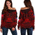 Samoa Polynesian Women's Off Shoulder Sweater - Samoa Red Seal Red - Polynesian Pride