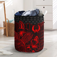 Pohnpei Laundry Basket - Polynesian Turtle Hibiscus Red Laundry Basket One Size Red - Polynesian Pride