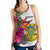 Tuvalu Women's Racerback Tank Polynesian Hibiscus White Pattern - Polynesian Pride