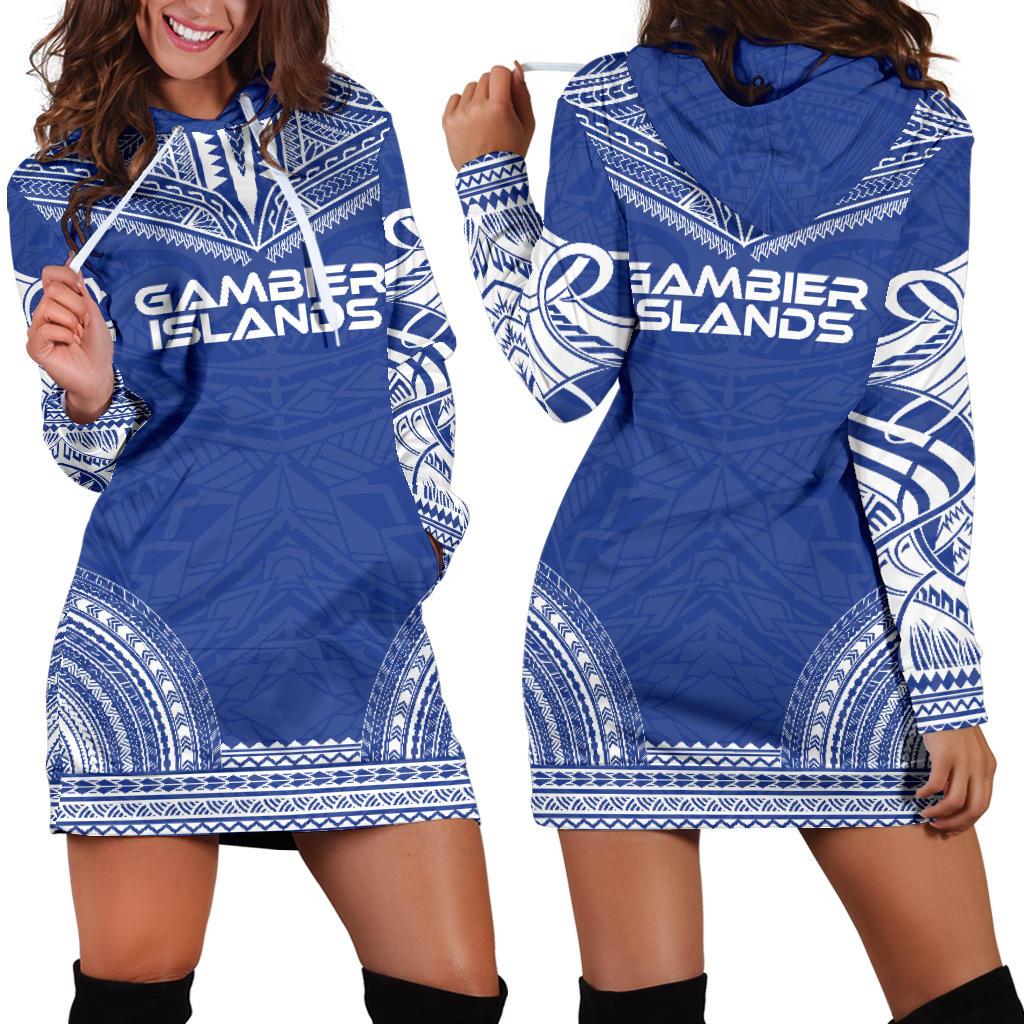 Gambier Islands Women's Hoodie Dress - Polynesian Flag Chief Blue - Polynesian Pride