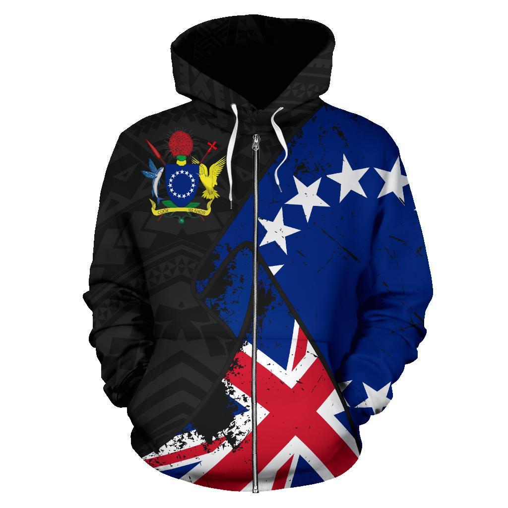 Cook Islands Special Grunge Flag Zip up Hoodie - Polynesian Pride
