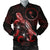 Chuuk Polynesian Men's Bomber Jacket - Turtle With Blooming Hibiscus Red Red - Polynesian Pride