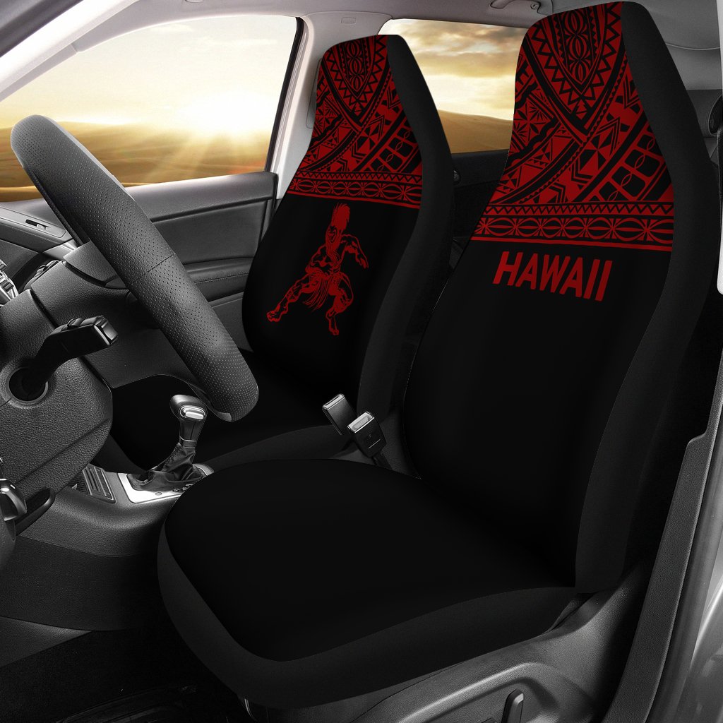 Hawaii Car Seat Covers - Polynesian Warriors Tattoo Horizontal Red Universal Fit Red - Polynesian Pride