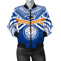 Marshall Islands Rugby Women Bomber Jacket Forever Blue - Polynesian Pride