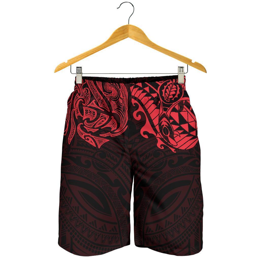 New Zealand All Over Print Men'S Shorts, Maori Polynesian Tattoo Red Red - Polynesian Pride