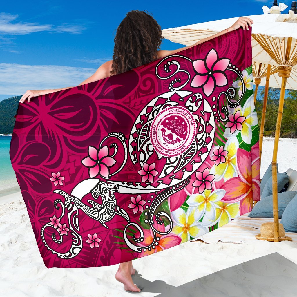 FSM Sarong - Turtle Plumeria (PINK) One Style One Size Pink - Polynesian Pride