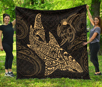 Polynesian Quilt - Polynesian Gold Shark Warrior Tattoo Gold - Polynesian Pride