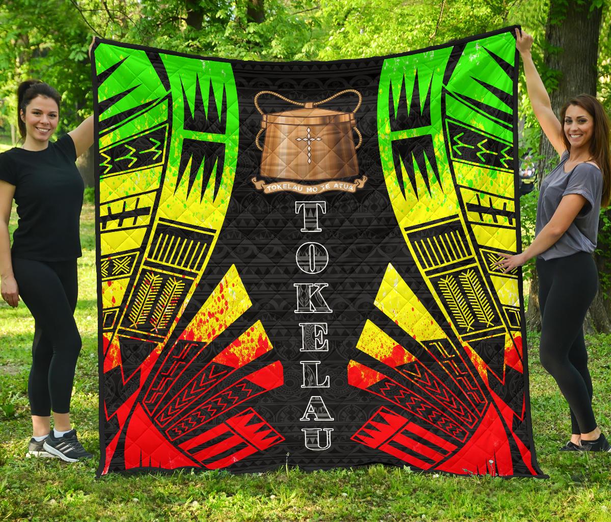 Tokelau Premium Quilt - Tokelau Coat Of Arms Polynesian Reggae Tattoo - Polynesian Pride
