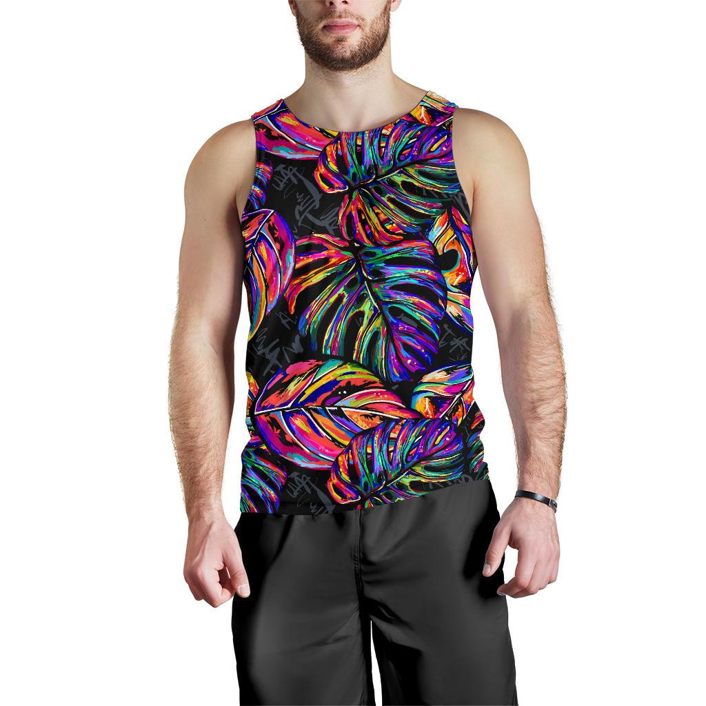 Palm Leaves Men's Tank Top - Neon Color Neon - Polynesian Pride