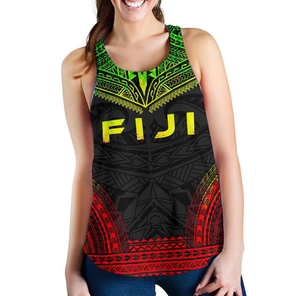 Fiji Women's Racerback Tank - Polynesian Chief Reggae Version Art - Polynesian Pride