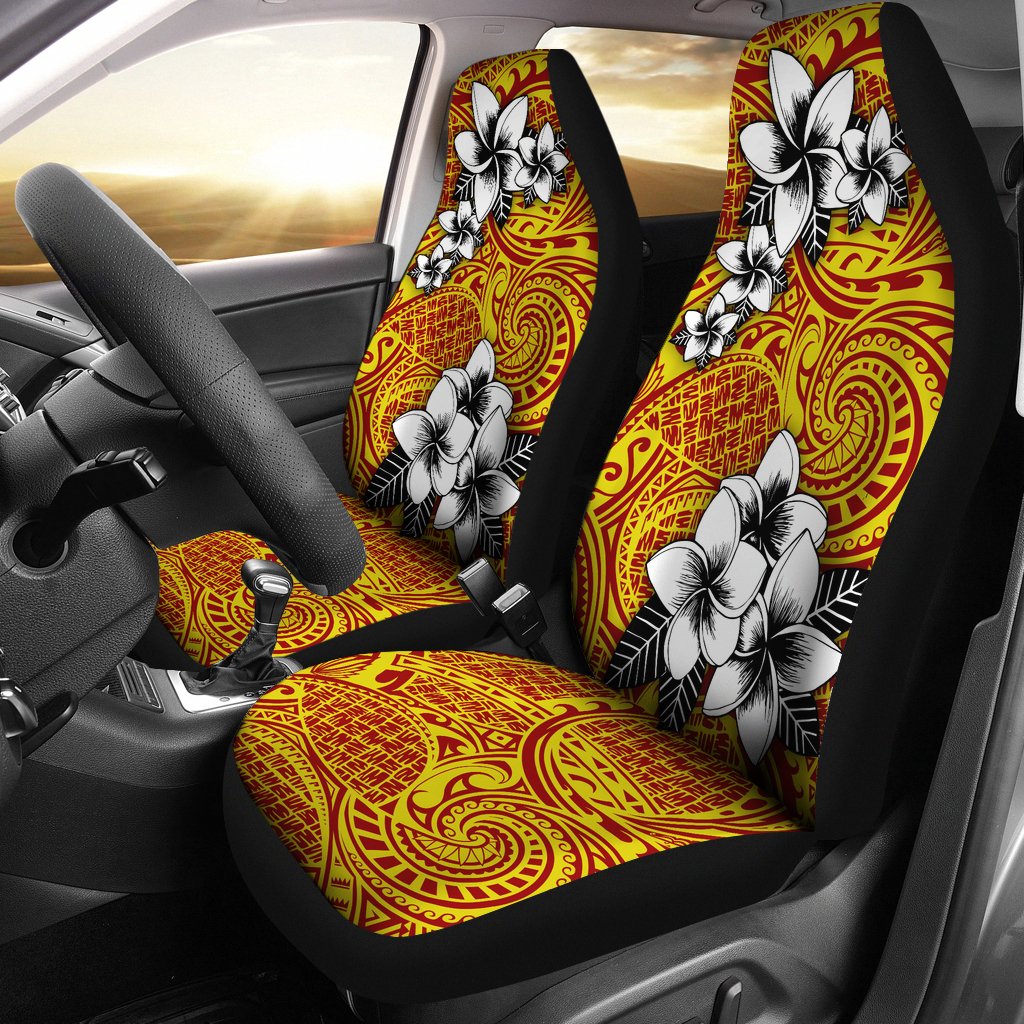 Hawaii Car Seat Covers - Tribe Plumeria Yellow Red - Polynesian Pride