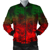 Polynesian Men's Bomber Jacket - Red Hibiscus Patterns Red - Polynesian Pride