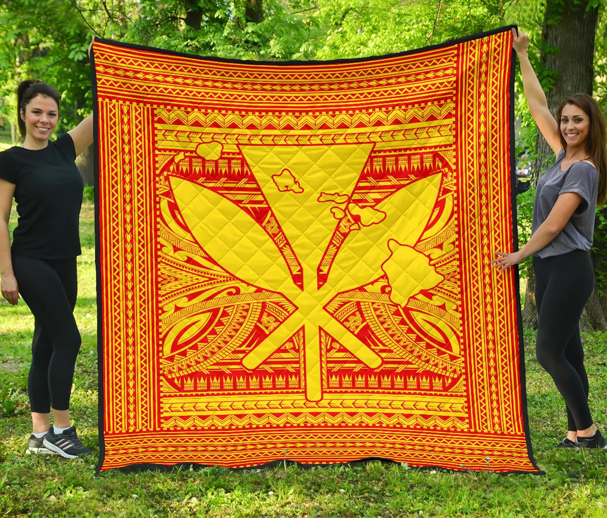 Hawaii Polynesian Kanaka Maoli Premium Quilt Red - Polynesian Pride