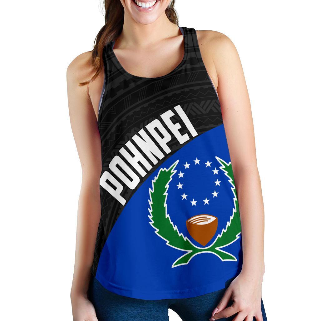 Pohnpei Women's Racerback Tank Coat Of Arms Th5 Black - Polynesian Pride