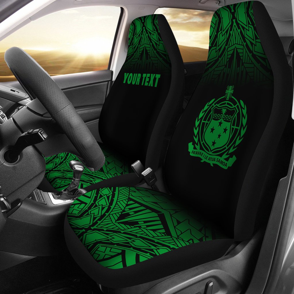 Samoa Custom Personalised Car Seat Covers - Samoa Coat Of Arms Polynesian Tattoo Fog Green Universal Fit Green - Polynesian Pride