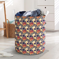 Hawaii Seamless Tropical Flower Plant And Leaf Pattern Background Hawaii Laundry Basket Laundry Basket One Size Black - Polynesian Pride