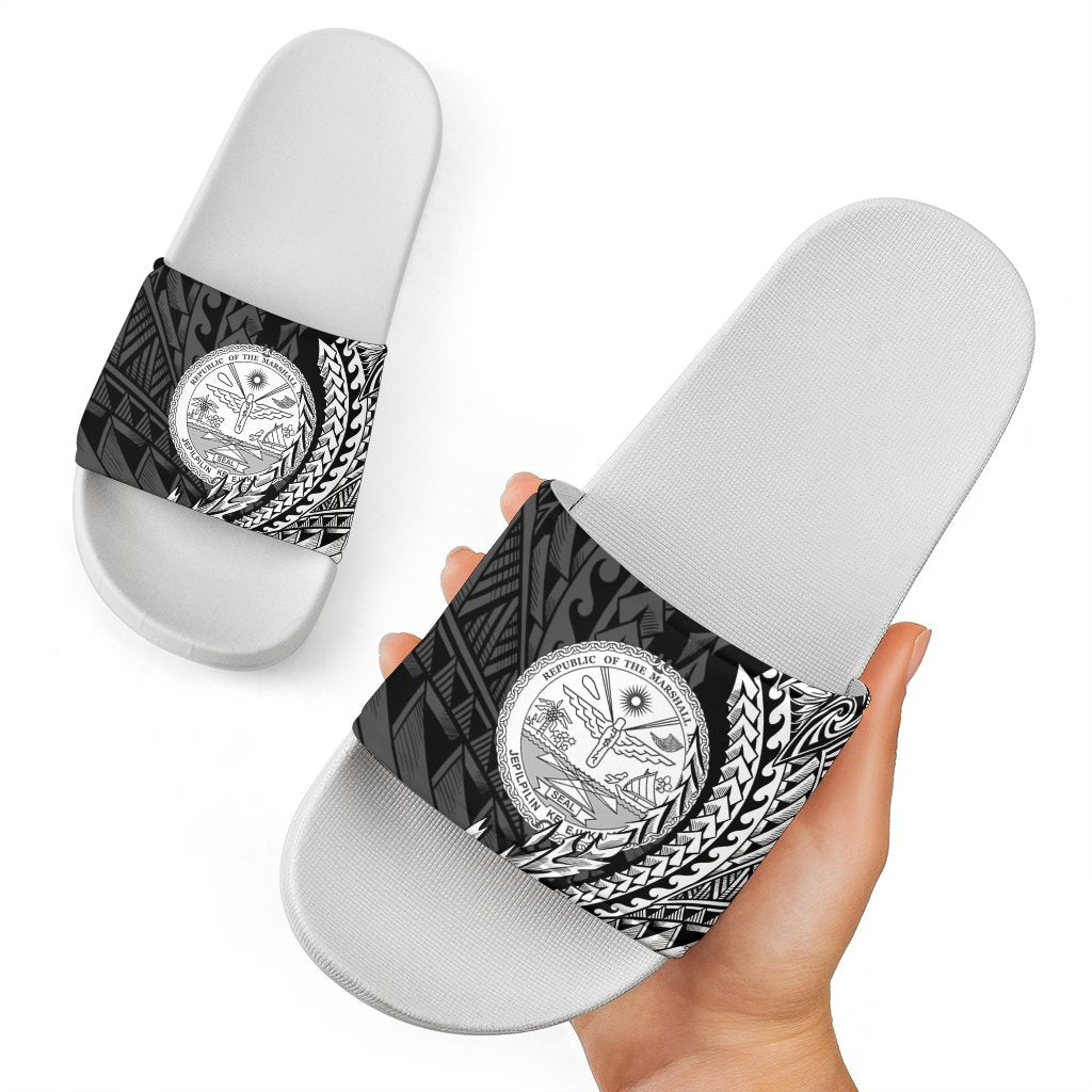 Marshall Islands Slide Sandals - Wings Style White - Polynesian Pride