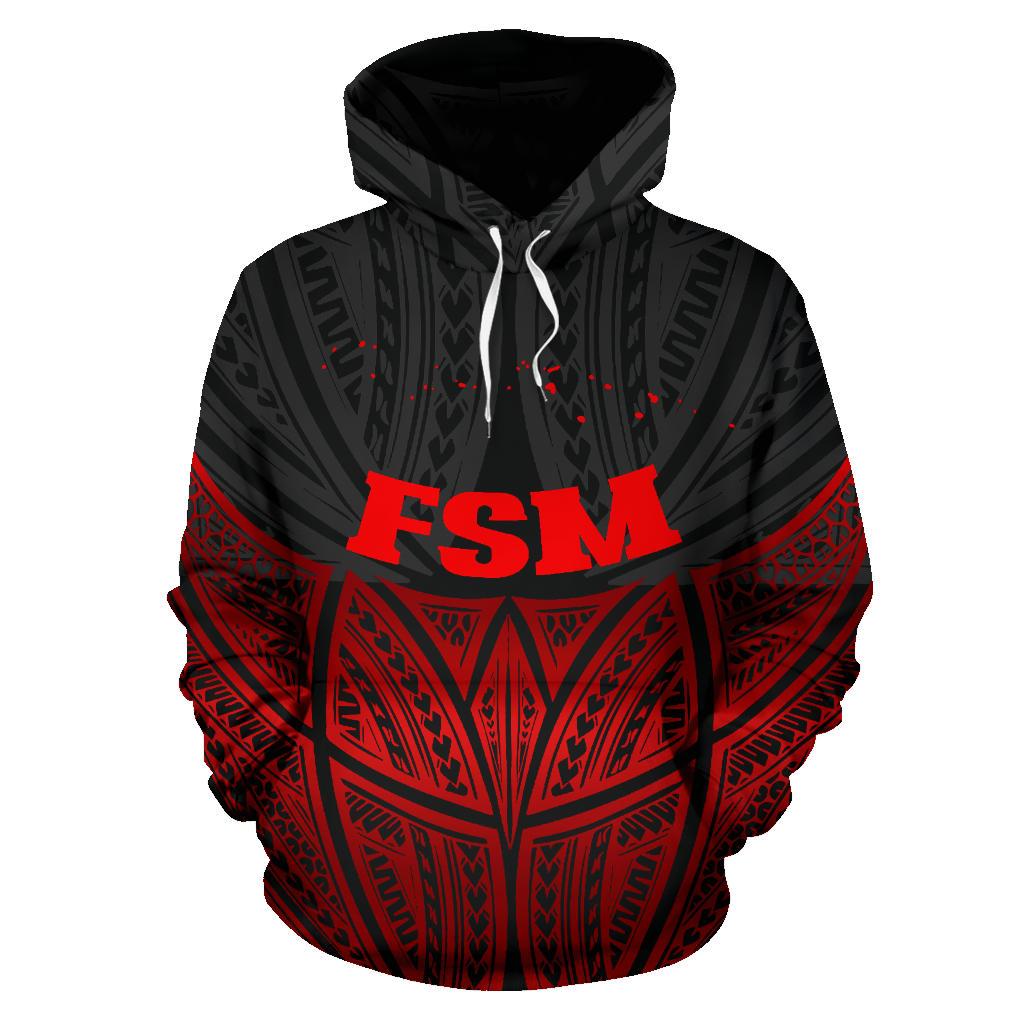 Federated States of Micronesia Polynesian Hoodie Red Black Pride Map nd Seal - Polynesian Pride
