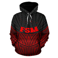 Federated States of Micronesia Polynesian Hoodie Red Black Pride Map nd Seal - Polynesian Pride