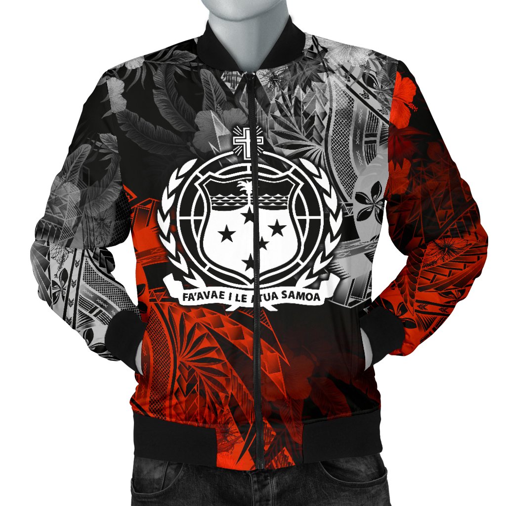 Samoa Polynesian Men's Bomber Jacket - Vintage Polynesian Style Black - Polynesian Pride