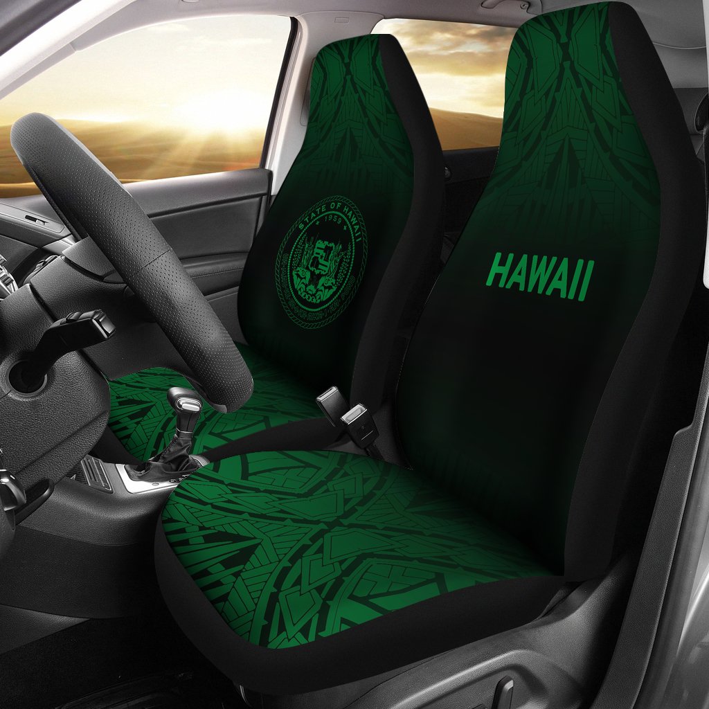 Hawaii Car Seat Covers - Hawaii Seal Polynesian Tattoo Fog Green Universal Fit Green - Polynesian Pride