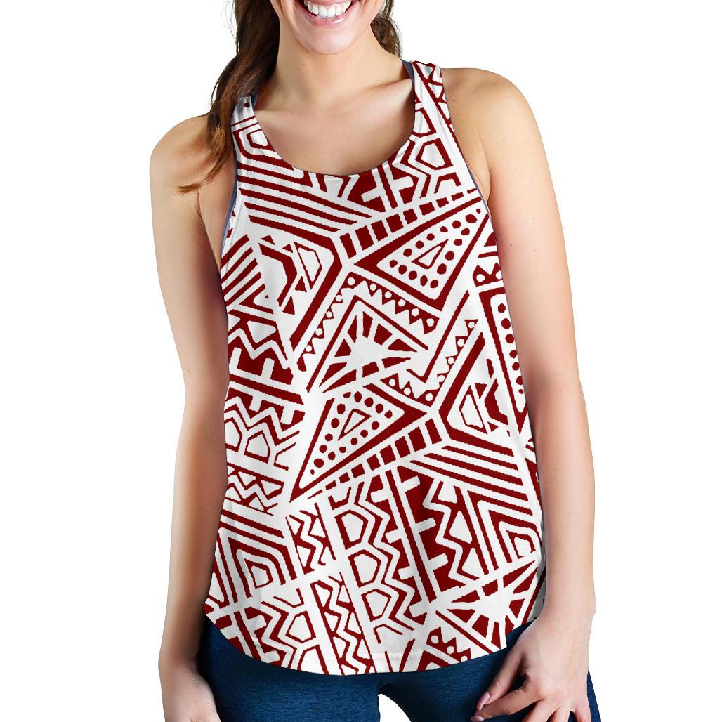 Polynesian Women Racerback Tank Top 14 White-Red - Polynesian Pride