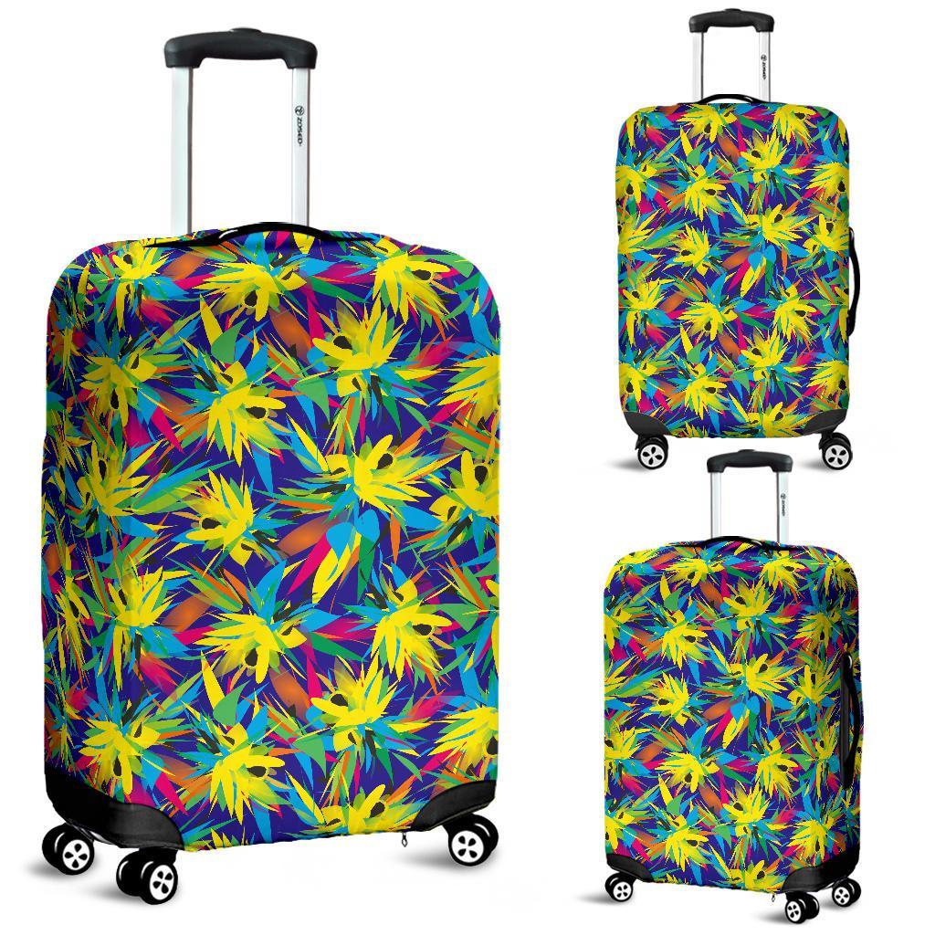 Tropical Pattern Mix Luggage Cover White - Polynesian Pride