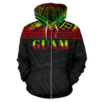 Guam Polynesian All Over Zip up Hoodie Reggae Horizontal Style - Polynesian Pride