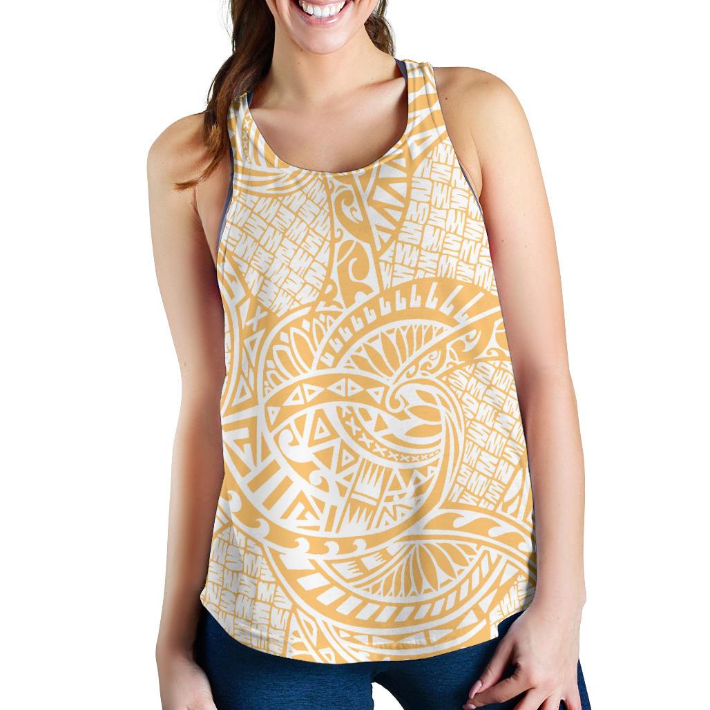 Polynesian Women Racerback Tank Top 26 White-Gold - Polynesian Pride