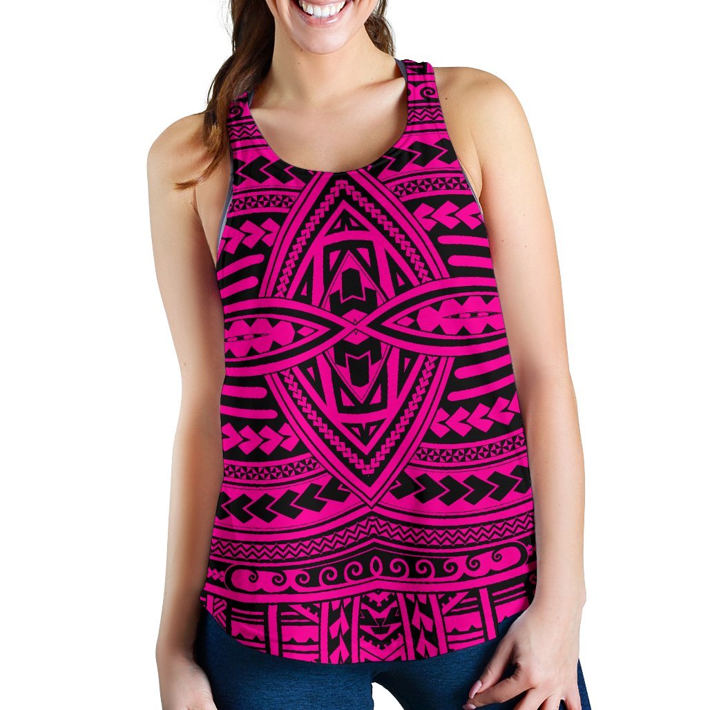 Polynesian Seamless Pink Women's Racerback Tank Top Pink - Polynesian Pride