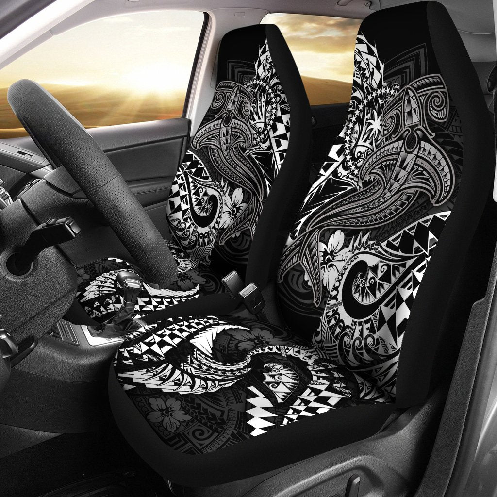 Chuuk Car Seat Covers - White Shark Polynesian Tattoo Universal Fit White - Polynesian Pride