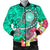 American Samoa Polynesian Men's Bomber Jacket - Turtle Plumeria (Turquoise) Turquoise - Polynesian Pride