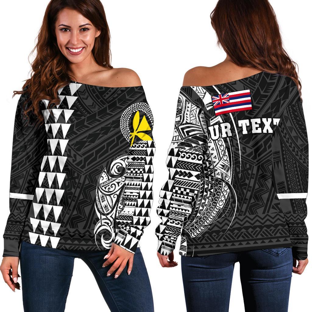 Hawaii Kanaka Polynesian Personalized Women's Off Shoulder Sweater - White White - Polynesian Pride