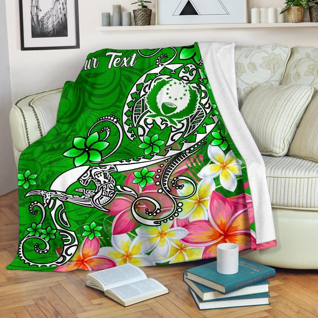 Pohnpei Custom Personalised Premium Blanket - Turtle Plumeria (Green) - Polynesian Pride