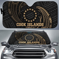 Polynesian Cook Islands Sun Shades - Gold Tribal Wave Auto Sun Shade Universal Fit Gold - Polynesian Pride