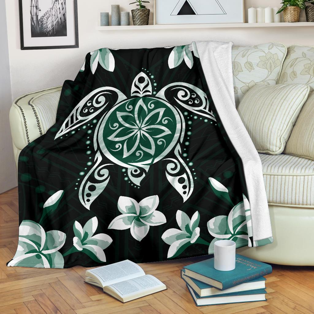 Hawaiian Greenie Turtle Plumeria Blanket - Polynesian Pride