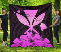 Hawaiian Kanaka Premium Quilt Hibiscus Polynesian Love Pink Pink - Polynesian Pride