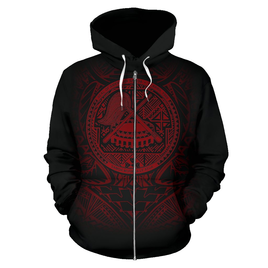American Samoa Polynesian All Over Zip up Hoodie Tribal Pattern - Polynesian Pride