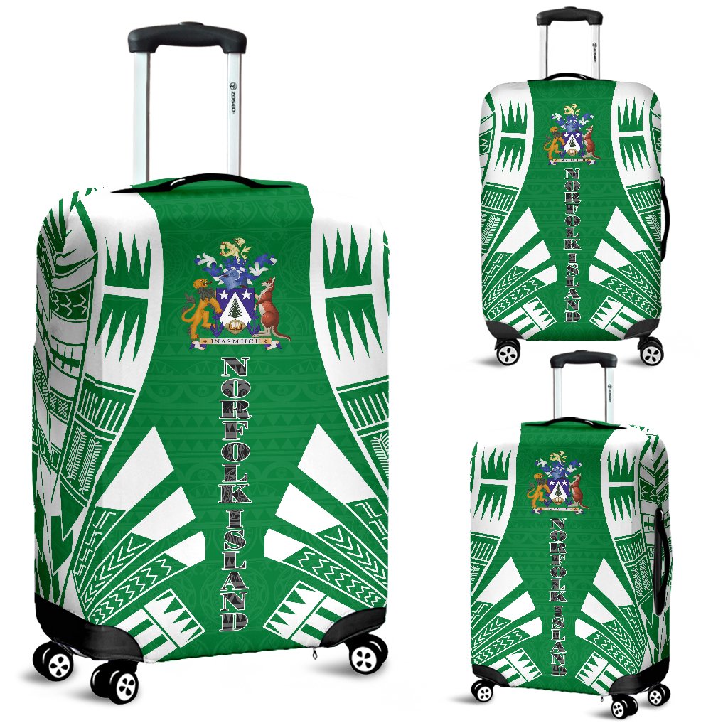 Norfolk Island Luggage Cover - Polynesian Tattoo Flag Green - Polynesian Pride