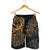 Guam Polynesian Shorts (Men) - Gold Turtle Flowing - Polynesian Pride