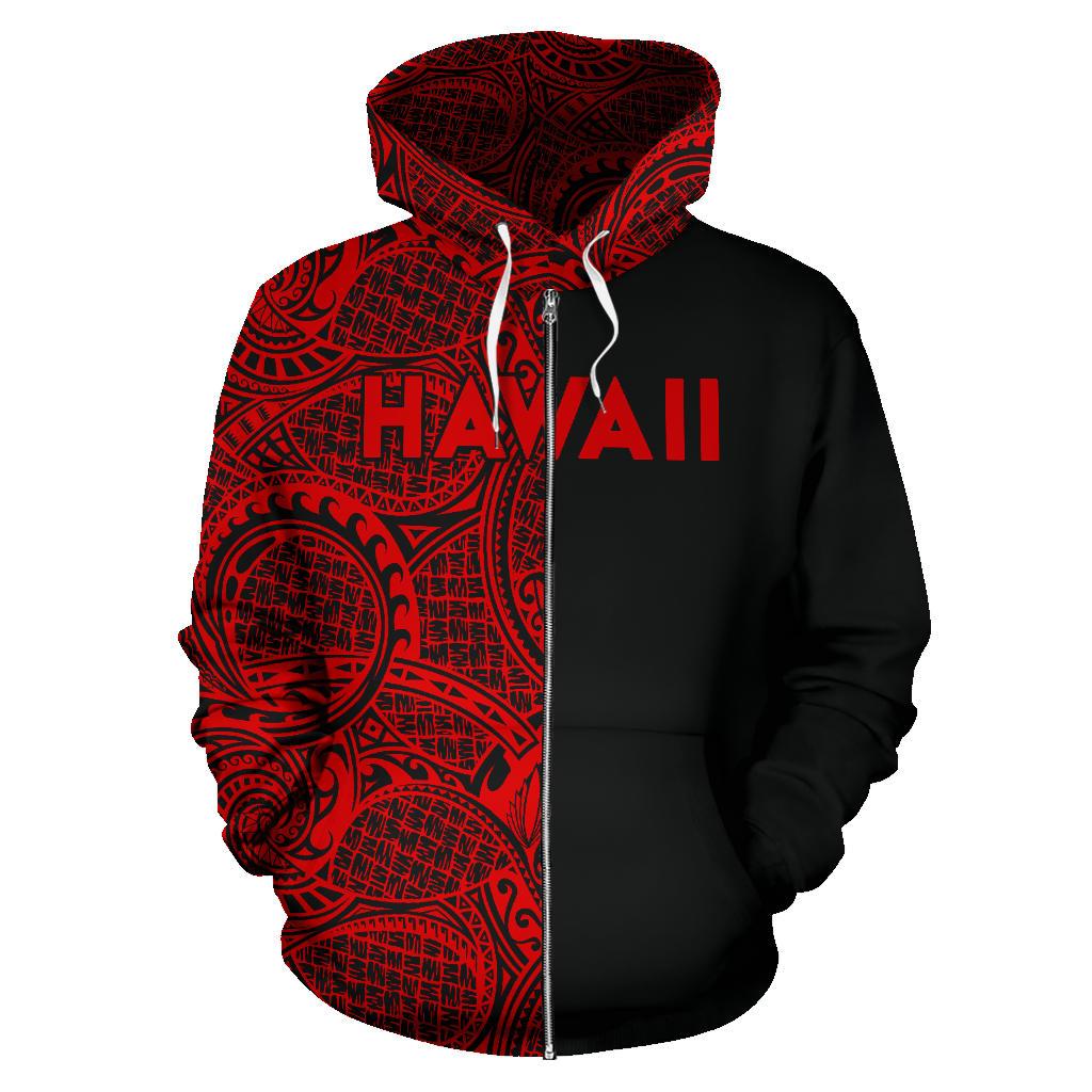 Polynesian Madame Pele Kanaka Hawaii Zip Hoodie The Half Red - Polynesian Pride